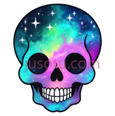 骷髅,卡通,蓝色,紫色,绿色PNG