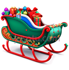 雪橇,卡通,绿色,红色PNG