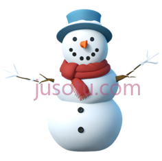 雪人,卡通,白色身体, 蓝色帽子, 红色围巾PNG