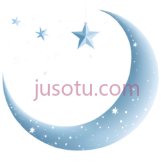 月亮,星星,卡通,蓝色PNG