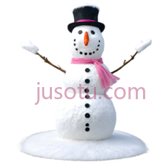 雪人,卡通,白色身体, 粉色围巾, 黑色纽扣,帽子PNG