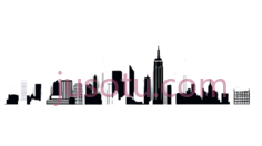 城市天际线,线条画,白色PNG