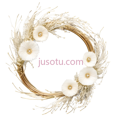 花环,自然风干花卉,米色,白色, PNG