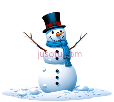 雪人,卡通,蓝色围巾,帽子, PNG
