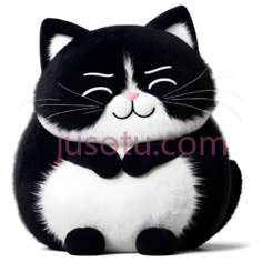 卡通猫,可爱,黑色,白色PNG