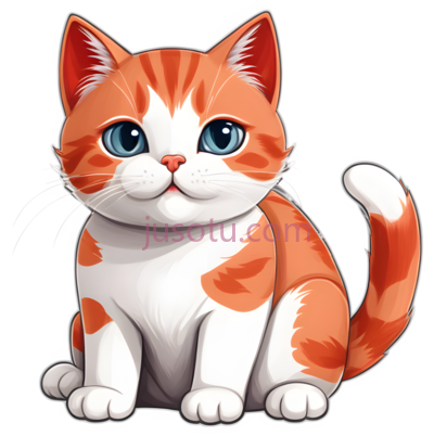小猫,卡通,橙色,白色, PNG
