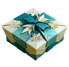 礼品盒,折纸,蓝色,金色PNG
