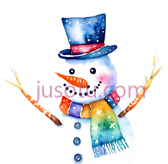 雪人,卡通,白色,蓝色,红色,黄色,绿色PNG