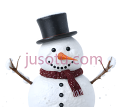 雪人,卡通,白色身体,黑色帽子,红色围巾PNG