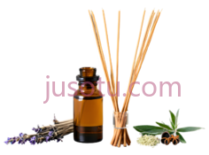 香薰精油瓶,香薰棒,薰衣草,迷迭香,现代,自然,精致典雅,清新自然,绿色PNG