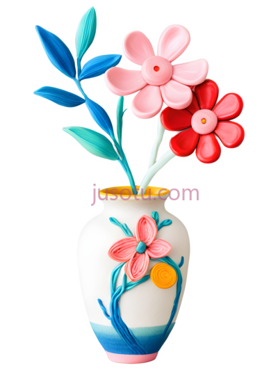 花瓶,陶瓷,白色, 粉色, 蓝色, PNG