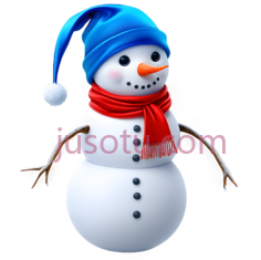 雪人,卡通,蓝色帽子,红色围巾PNG