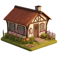 小木屋,乡村,棕色屋顶,白色墙面PNG
