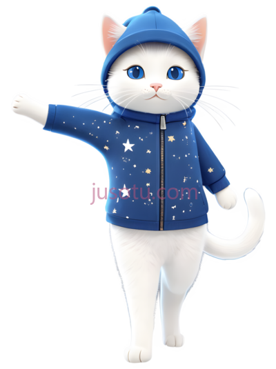 卡通猫,可爱,白色,蓝色, PNG