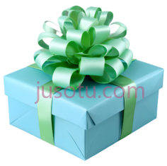 礼物盒,浅蓝色PNG