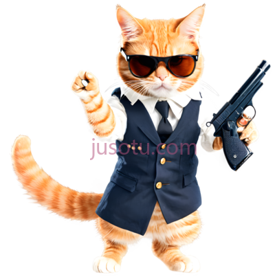 猫,穿着西装,墨镜,橙色, PNG