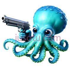 章鱼,卡通,蓝色PNG