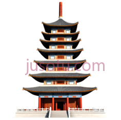 塔,多层檐翘角建筑,白色,橙色PNG