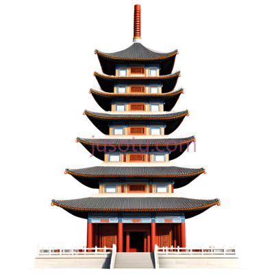 塔,多层檐翘角建筑,白色,橙色, PNG
