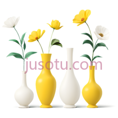 花瓶,现代,白色, 黄色PNG