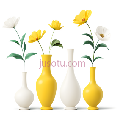 花瓶,现代,白色, 黄色, PNG