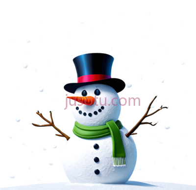 雪人,礼帽,笑脸,雪地, PNG
