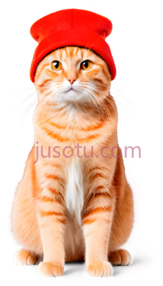 猫,戴红色帽子的猫咪,橘色PNG