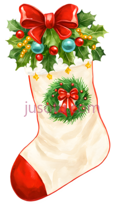 圣诞袜,插画,白色,红色,绿色PNG