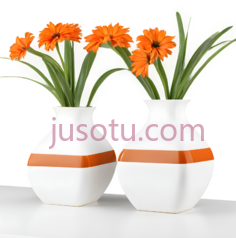 花瓶,现代,白色,橙色PNG