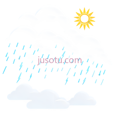 云, 雨, 太阳,卡通,黑色, 白色, 蓝色, 黄色, PNG