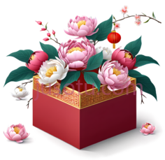 礼物盒,中式,红色PNG