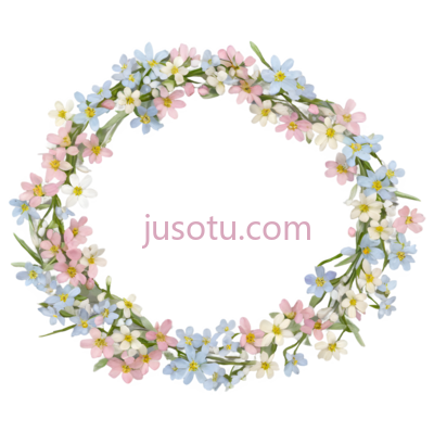 花环,卡通,蓝色,粉色,白色, PNG