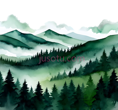 森林,水彩画,绿色,白色, PNG