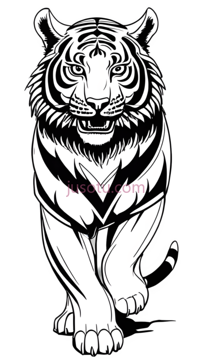 老虎,插画,黑白, PNG