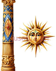 太阳,柱子,古典,黄色,蓝色PNG