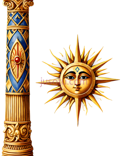 太阳,柱子,古典,黄色,蓝色, PNG