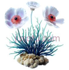 珊瑚,蓝色,白色PNG