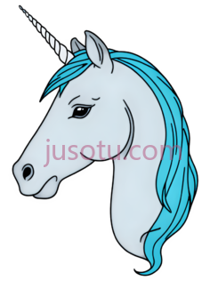 独角兽,卡通,灰色,蓝色PNG