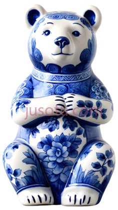 陶瓷北极熊,瓷器,蓝色,白色PNG