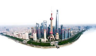 上海城市景观,建筑,河流, PNG
