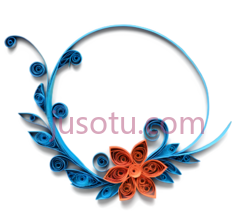 花,剪纸,蓝色,橙色PNG