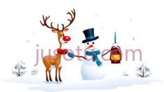 驯鹿,雪人,卡通,白色PNG