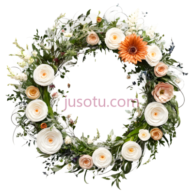 花环,自然,白色,橙色, PNG