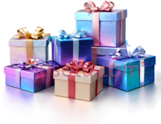 礼物盒,方形,金色,蓝色,粉色PNG