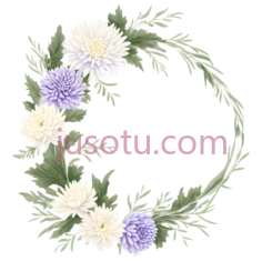 花环,水彩画,白色,紫色PNG