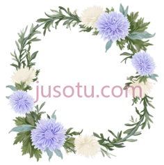 花环,水彩画,紫色,白色PNG
